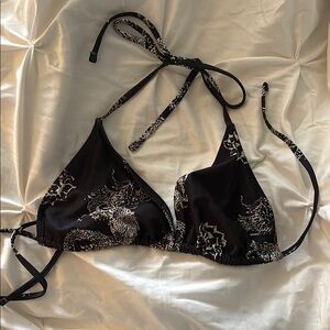 Chic Black and White Dragon Bikini Top